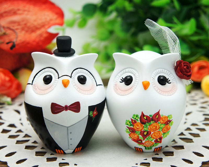 Owl Wedding Cake Toppers Burgundy Themed,Love Bird Wedding Cake Toppers