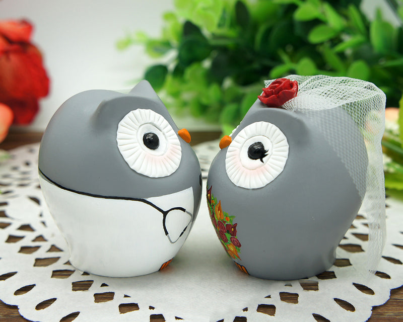 Custom Owl Wedding Cake Toppers,Doctor Groom And bride Wedding Cake Toppers Owl Themed