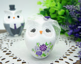 Owl Love Bird Cake Toppers-Personalized Country Bride And Groom Cake Topper Gray And Purple Theme