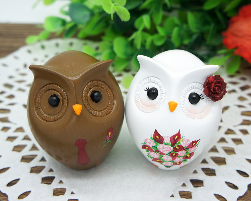 Interracial Wedding Cake Toppers-Funny Owl Wedding Cake Toppers-Bride And Groom Interracial Wedding Cake Toppers