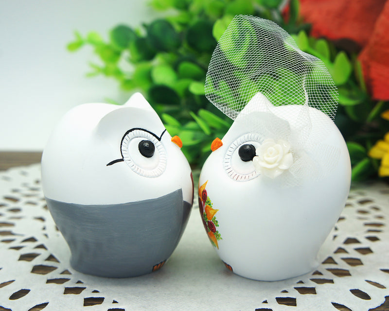 Owl Love Bird Cake Toppers-Personalized Country Bride And Groom Cake Topper Fall Theme