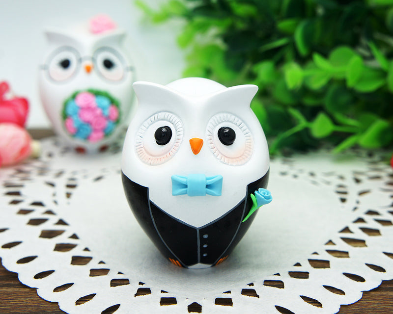 Nerdy Wedding Cake Toppers-Owl Wedding Cake Toppers