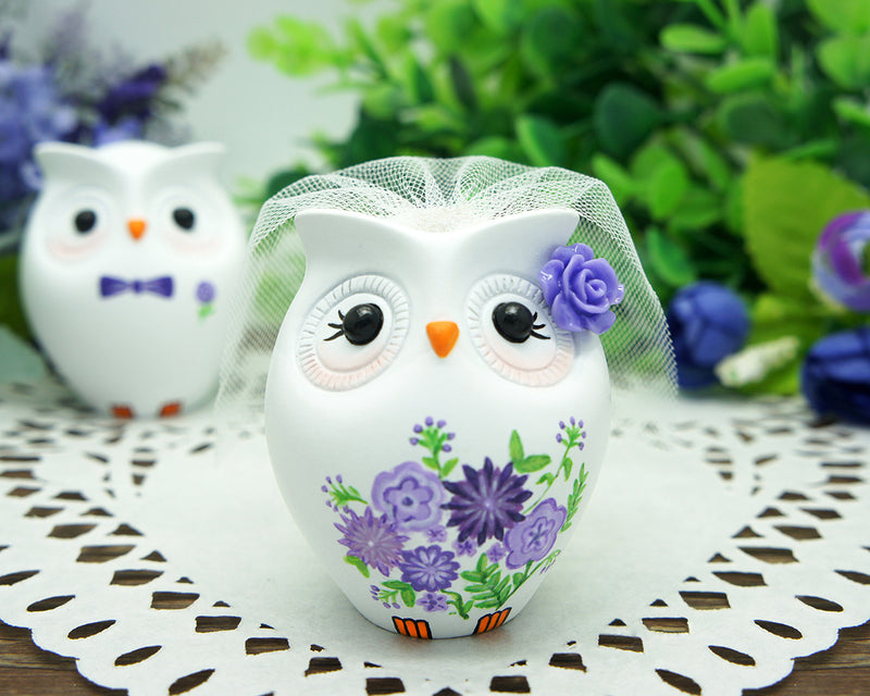 Owl Wedding Cake Toppers Purple Themed-Love Bird Wedding Cake Toppers-Purple Wedding Cake Toppers