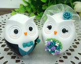 Custom Owl Teal Wedding Cake Toppers