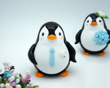 Beach Wedding Cake Topper-Custom Penguin Love Bird Cake Toppers Blue Theme