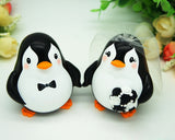 Wedding Cake Toppers Penguins Themed With White Black Bouquet,Penuins Wedding Cake Toppers Black White Themed,Love Bird Wedding Cake Toppers