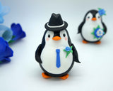 Funny Penguin Wedding Cake Toppers Rainbow Theme-Personalised Bride And Groom Wedding Cake Toppers
