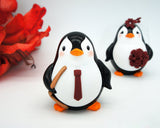 Funny Penguin Hockey Wedding Cake Toppers Sports Theme-Personalised Bride And Groom Hockey Wedding Cake Toppers