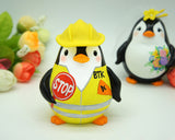 Custom Penguin Construction Worker Wedding Cake Toppers