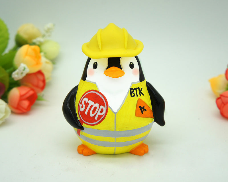 Custom Penguin Construction Worker Wedding Cake Toppers