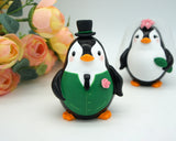 Custom Penguin Wedding Cake Toppers Green Theme