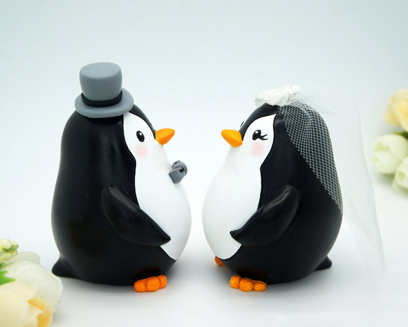 Penguin Wedding Cake Toppers -Custom Bride And Groom Wedding Cake Toppers