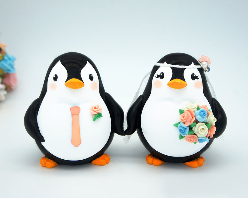 Penguin Wedding Cake Toppers -Custom Bride And Groom Wedding Cake Toppers
