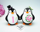 Penguin Wedding Cake Toppers Pink Theme-Love Bird Wedding Cake Toppers