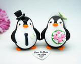 Penguin Wedding Cake Toppers Pink Theme-Love Bird Wedding Cake Toppers