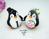 Penguin Wedding Cake Toppers Pink Theme-Love Bird Wedding Cake Toppers