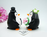 Penguin Wedding Cake Toppers Pink Theme-Love Bird Wedding Cake Toppers