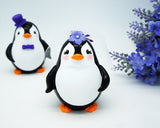 Custom Penguin Wedding Cake Topper Purple Theme-Love Bird Wedding Cake Topper