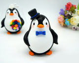 Funny Penguin Wedding Cake Toppers Rainbow Theme-Personalised Bride And Groom Wedding Cake Toppers
