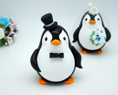 Custom Penguin Love Bird Cake Toppers -Beach Wedding Cake Toppers