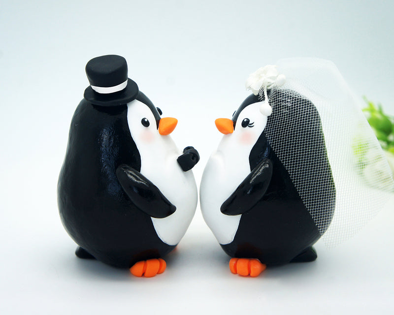 Custom Classic Penguin Wedding Cake Toppers