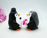 Penguin Wedding Cake Toppers Pink Theme-Love Bird Wedding Cake Toppers