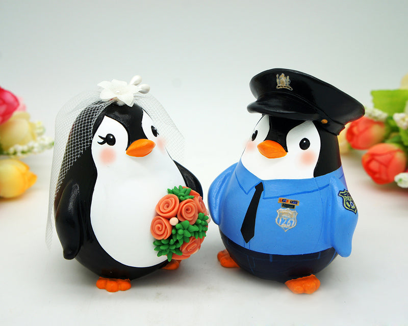 Police Wedding Cake Topper,Penguin Wedding Cake Toppers,Penguin Gift,Wedding Gift