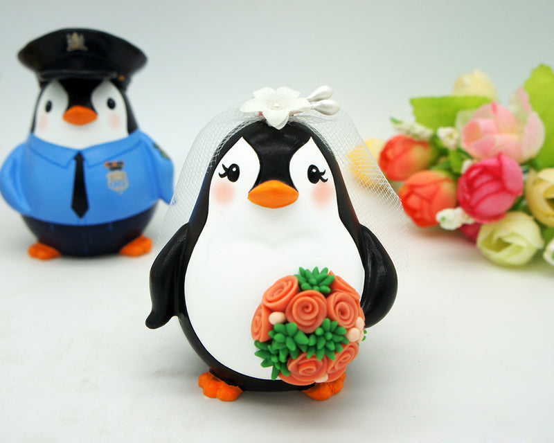 Police Wedding Cake Topper,Penguin Wedding Cake Toppers,Penguin Gift,Wedding Gift