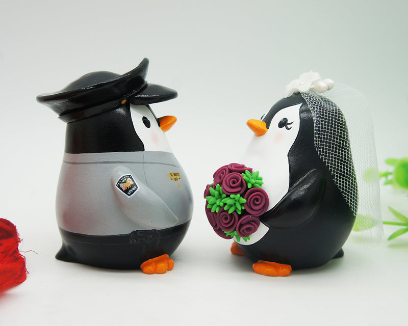 Police Wedding Cake Topper,Penguin Wedding Cake Toppers,Penguin Gift,Wedding Gift