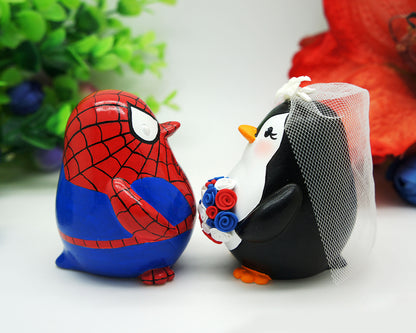 Spiderman Wedding Cake Toppers,Penguin Love Bird Wedding Cake Toppers