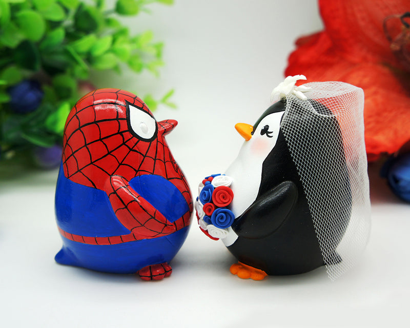 Spiderman Wedding Cake Toppers,Penguin Love Bird Wedding Cake Toppers