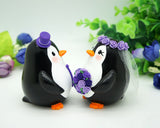 Penguin Wedding Cake Toppers Purple Themed-Purple Wedding Cake Toppers Penguin Themed