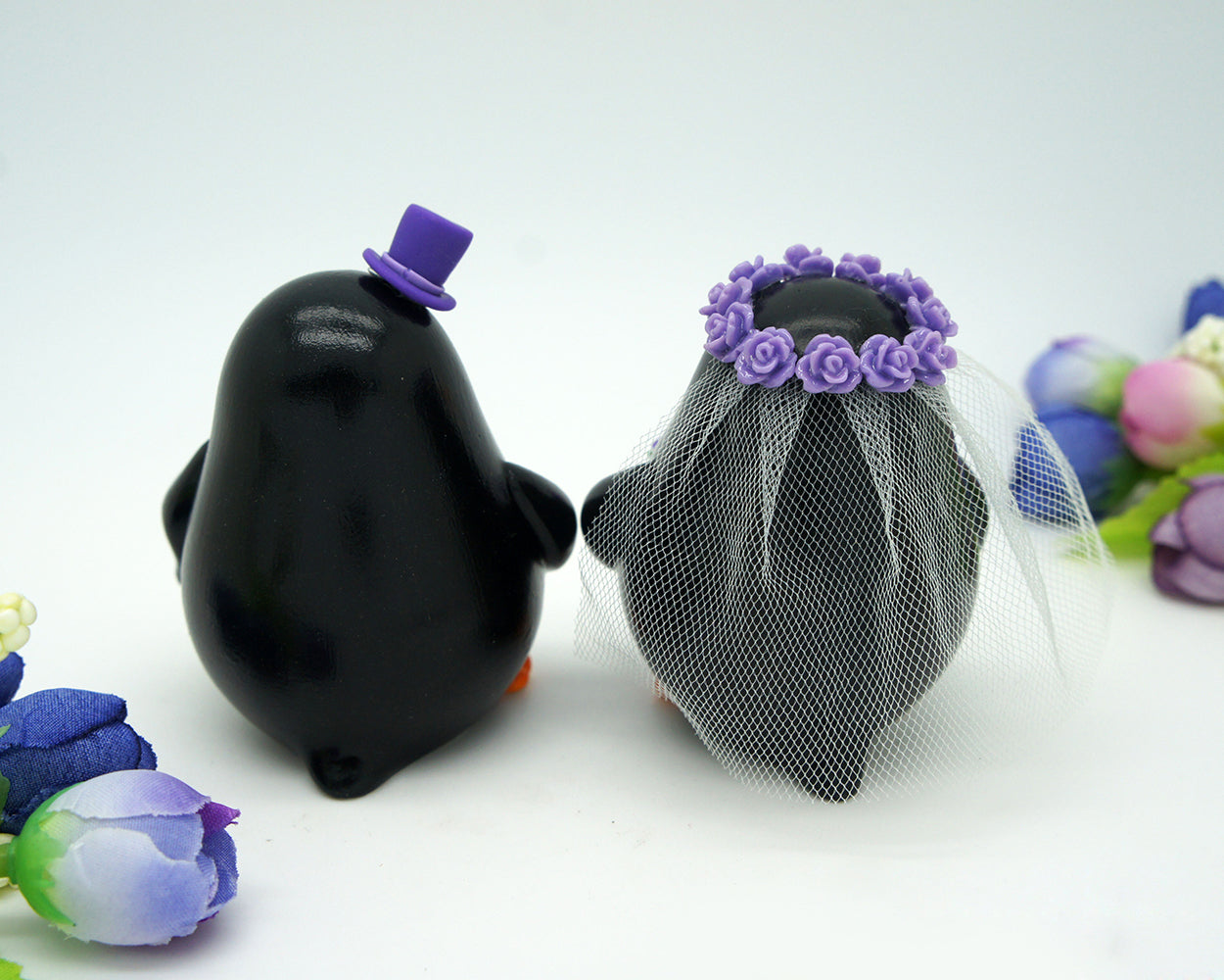 Penguin Wedding Cake Toppers Purple Themed-Purple Wedding Cake Toppers Penguin Themed